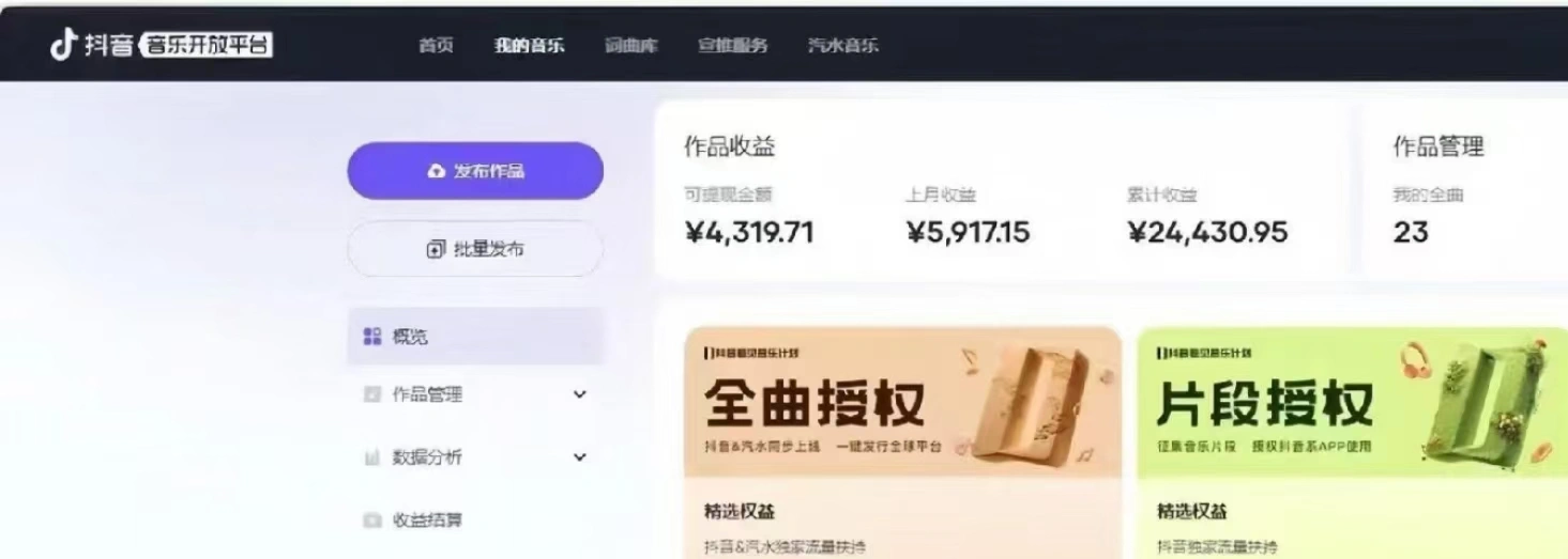 抖音汽水音乐人计划无脑月入5000+操作简单实操已落地 - 福利组