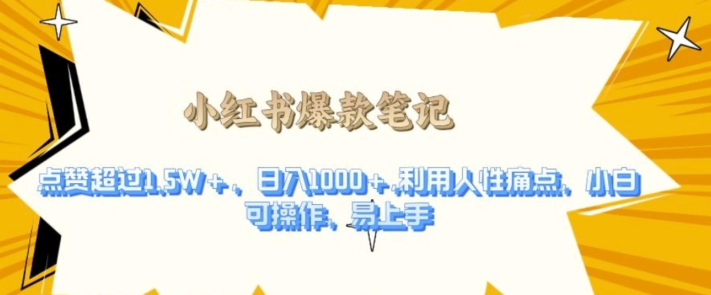 利用人性的痛点，打造爆款笔记，获得点赞超过1.5W+，日入1k【揭秘】 - 福利组