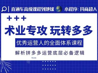 术业专攻玩转多多，优秀运营人的全面体系课程，解析拼多多运营底层必备逻辑 - 福利组