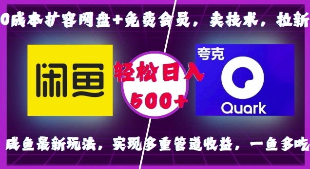 0成本扩容网盘+免费会员，卖技术，拉新，咸鱼最新玩法，实现多重管道收益，一鱼多吃，轻松日入500+ - 福利组