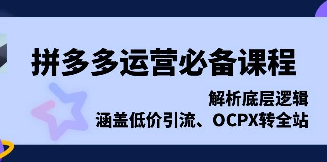 拼多多运营必备课程，解析底层逻辑，涵盖低价引流、OCPX转全站 - 福利组