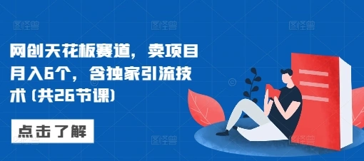 网创天花板赛道，卖项目月入6个，含独家引流技术(共26节课)- 福利组