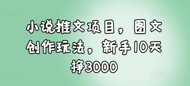 小说推文项目，图文创作玩法，新手10天挣3000 - 福利组