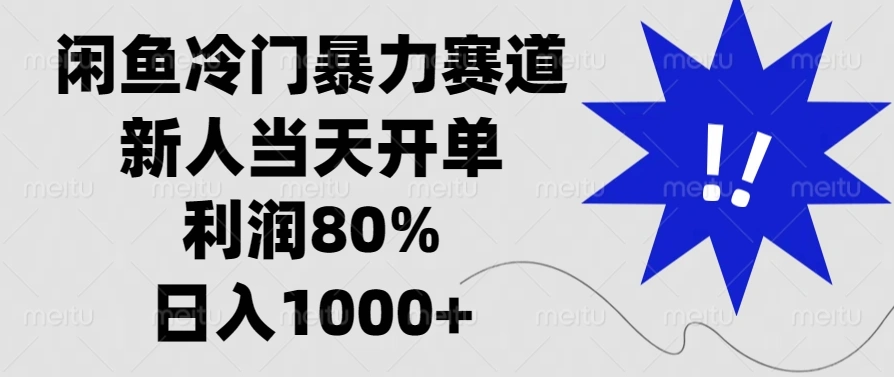 闲鱼冷门暴力赛道，新人当天开单，利润80%，日入1000+- 福利组