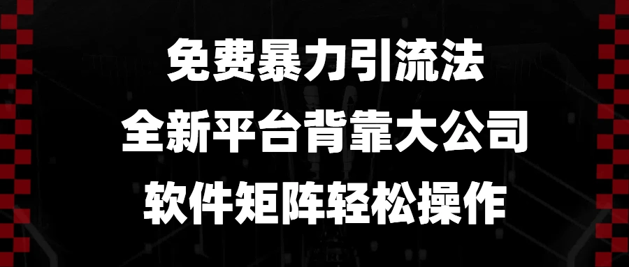免费暴力引流法，全新平台，背靠大公司，软件矩阵轻松操作 - 福利组