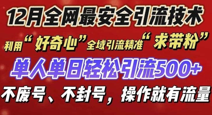 12 月份全网最安全引流创业粉技术来袭，不封号不废号，有操作就有流量【揭秘】 - 福利组