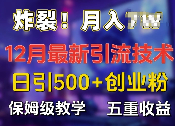 炸裂!揭秘12月最新日引流500+精准创业粉，多重收益保姆级教学- 福利组