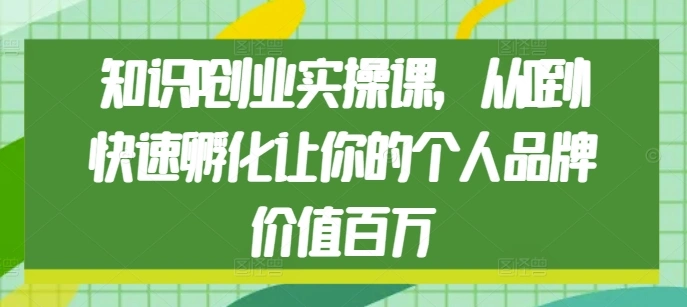 知识IP创业实操课，从0到1快速孵化让你的个人品牌价值百万 - 福利组
