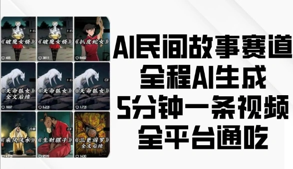 AI民间故事赛道，全程AI生成5分钟一条视频，全平台通吃 - 福利组