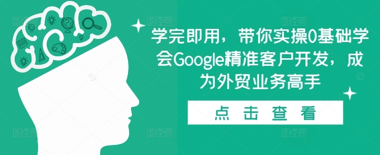 学完即用，带你实操0基础学会Google精准客户开发，成为外贸业务高手 - 福利组