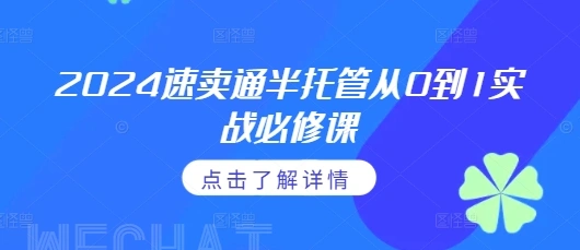 2024速卖通半托管从0到1实战必修课，掌握通投广告打法、熟悉速卖通半托管的政策细节 - 福利组