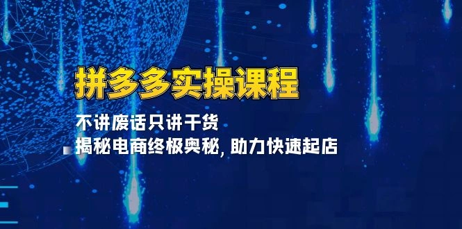 拼多多实操课程：不讲废话只讲干货, 揭秘电商终极奥秘,助力快速起店- 福利组