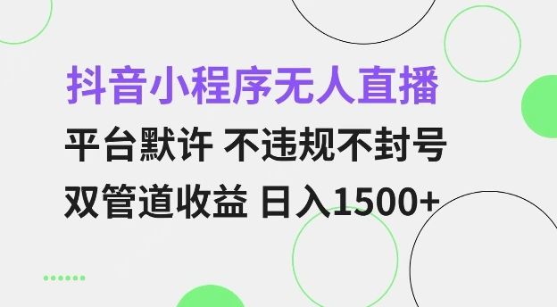 抖音小程序无人直播 平台默许 不违规不封号 双管道收益 日入多张 小白也能轻松操作【仅揭秘】 - 福利组