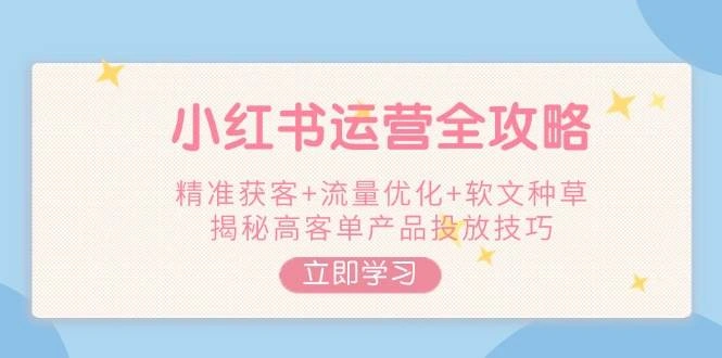 小红书运营全攻略，精准获客+流量优化+软文种草，揭秘高客单产品投放技巧 - 福利组