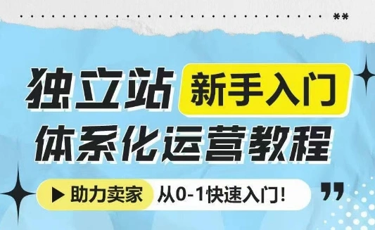 独立站新手入门体系化运营教程，助力独立站卖家从0-1快速入门! - 福利组