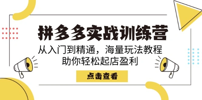 拼多多实战训练营，从入门到精通，海量玩法教程，助你轻松起店盈利 - 福利组
