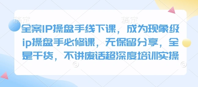 全案IP操盘手线下课，成为现象级ip操盘手必修课，无保留分享，全是干货，不讲废话超深度培训实操- 福利组