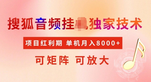 首发搜狐音频挂JI，项目红利期，可矩阵可放大，稳定月入5k【揭秘】 - 福利组