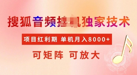 全网首发搜狐音频挂JI独家技术，项目红利期，可矩阵可放大，稳定月入8k【揭秘】 - 福利组