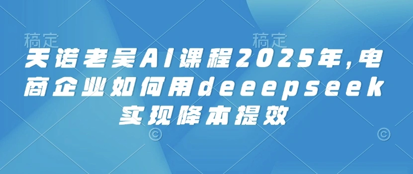 天诺老吴AI课程2025年，电商企业如何用deeepseek实现降本提效 - 福利组