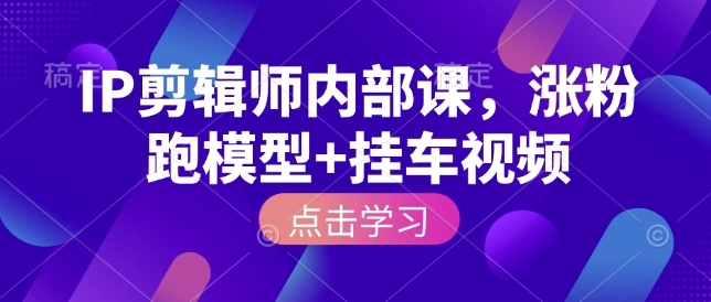 IP剪辑师内部课，涨粉跑模型+挂车视频- 福利组