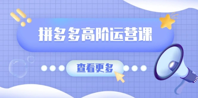 拼多多高阶运营课：极致群爆款玩法，轻付费无尽复制，打造单品爆款之路 - 福利组