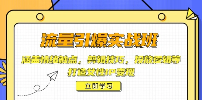 流量引爆实战班，涵盖情绪触点，剪辑技巧，投放逻辑等，打造女性IP变现 - 福利组
