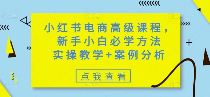 小红书电商高级课程，新手小白必学方法，实操教学+案例分析 - 福利组