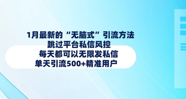 1月最新的无脑式引流方法，跳过平台私信风控，每天都可以无限发私信，单天引流500+精准用户 - 福利组