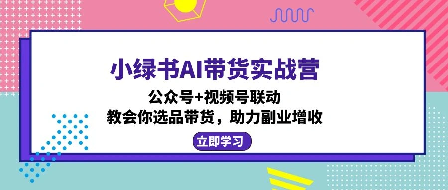 小绿书AI带货实战营：公众号+视频号联动，教会你选品带货，助力副业增收 - 福利组