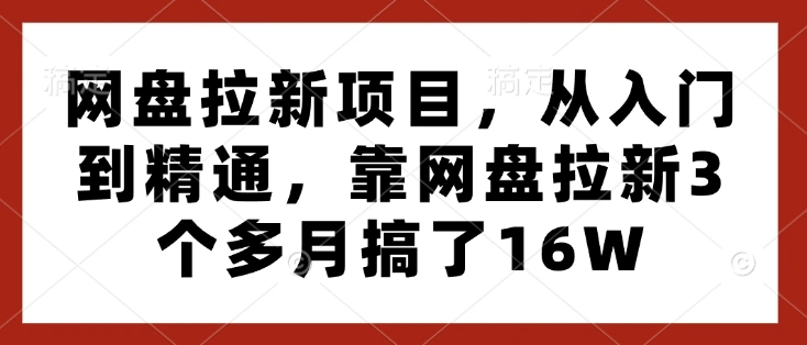 网盘拉新项目，从入门到精通，靠网盘拉新3个多月搞了16W - 福利组