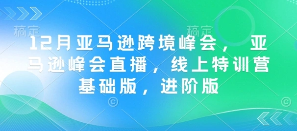 12月亚马逊跨境峰会， 亚马逊峰会直播，线上特训营基础版，进阶版 - 福利组