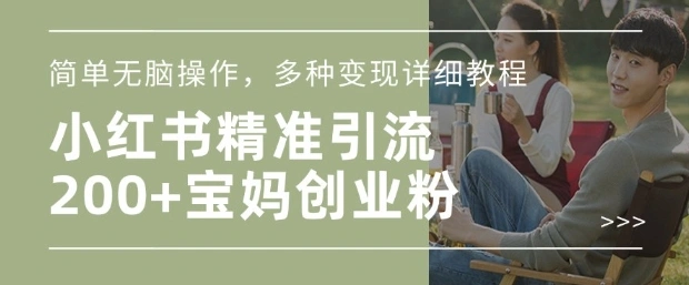 小红书混剪日引200+宝妈创业粉，简单无脑操作，多种变现详细教程 - 福利组