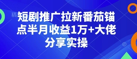短剧推广拉新番茄锚点半月收益1万+大佬分享实操- 福利组