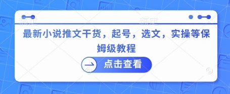 最新小说推文干货，起号，选文，实操等保姆级教程 - 福利组