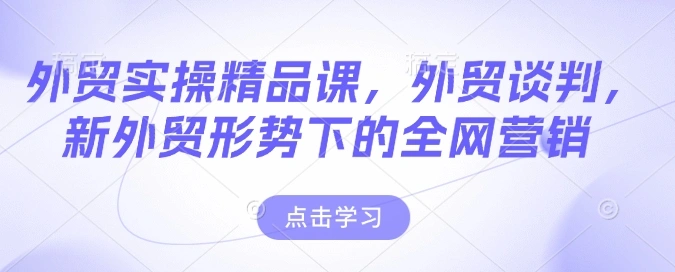 外贸实操精品课，外贸谈判，新外贸形势下的全网营销 - 福利组