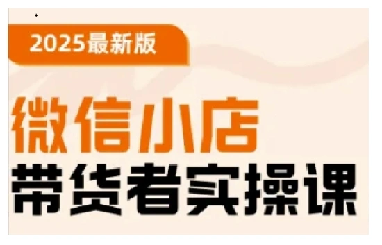 2025最新版微信小店带货者实操课，基础操作到高级运营技巧，快速上手 - 福利组