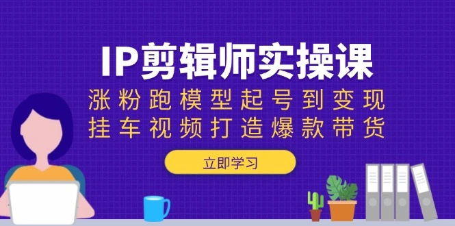 IP剪辑师实操课：涨粉跑模型起号到变现，挂车视频打造爆款带货 - 福利组