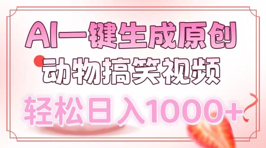 AI一键生成原创动物搞笑视频，轻松日入1000+ - 福利组