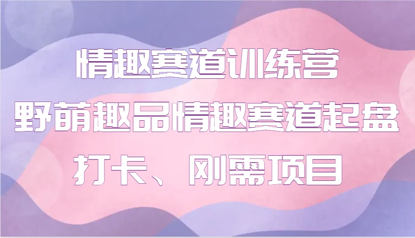 情趣赛道训练营 野萌趣品情趣赛道起盘打卡、刚需项目 - 福利组