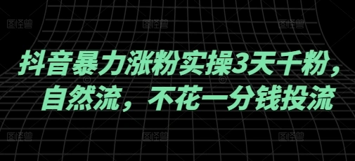 抖音暴力涨粉实操3天千粉，自然流，不花一分钱投流，实操经验分享- 福利组
