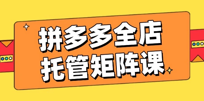拼多多全店托管矩阵课，盈利动销玩法，高效计划设置，提升店铺效益 - 福利组