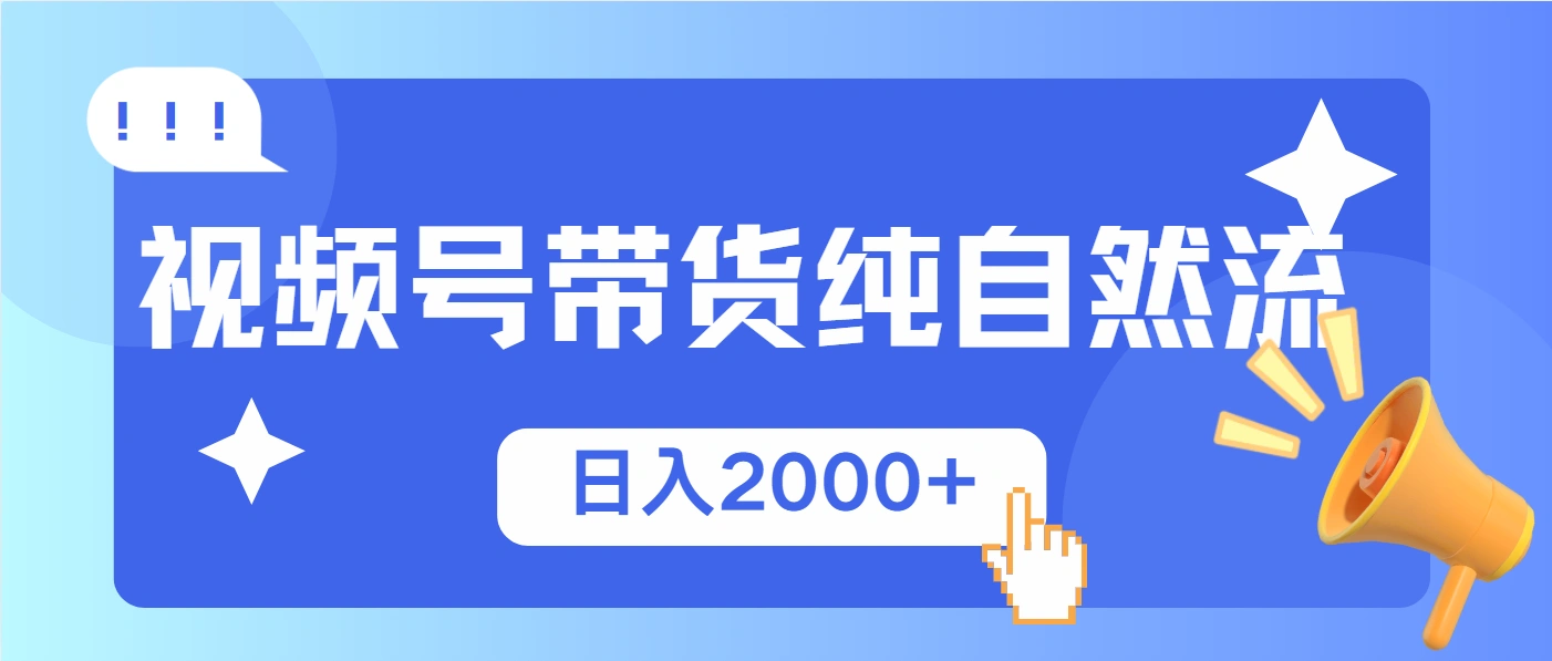 视频号带货，纯自然流，起号简单，爆率高轻松日入2000+- 福利组