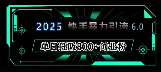 2025年快手6.0保姆级教程震撼来袭，单日狂吸300+精准创业粉- 福利组