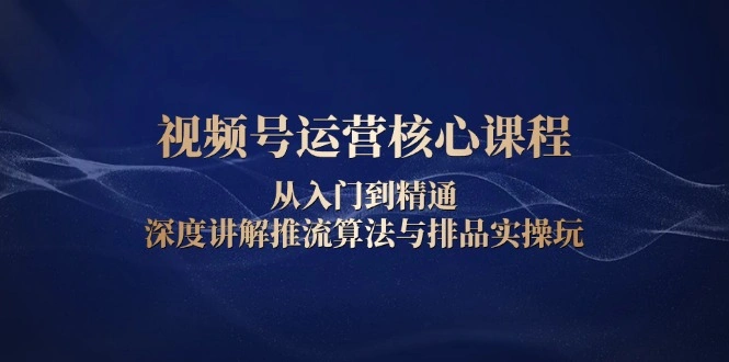 视频号运营核心课程，从入门到精通，深度讲解推流算法与排品实操玩 - 福利组