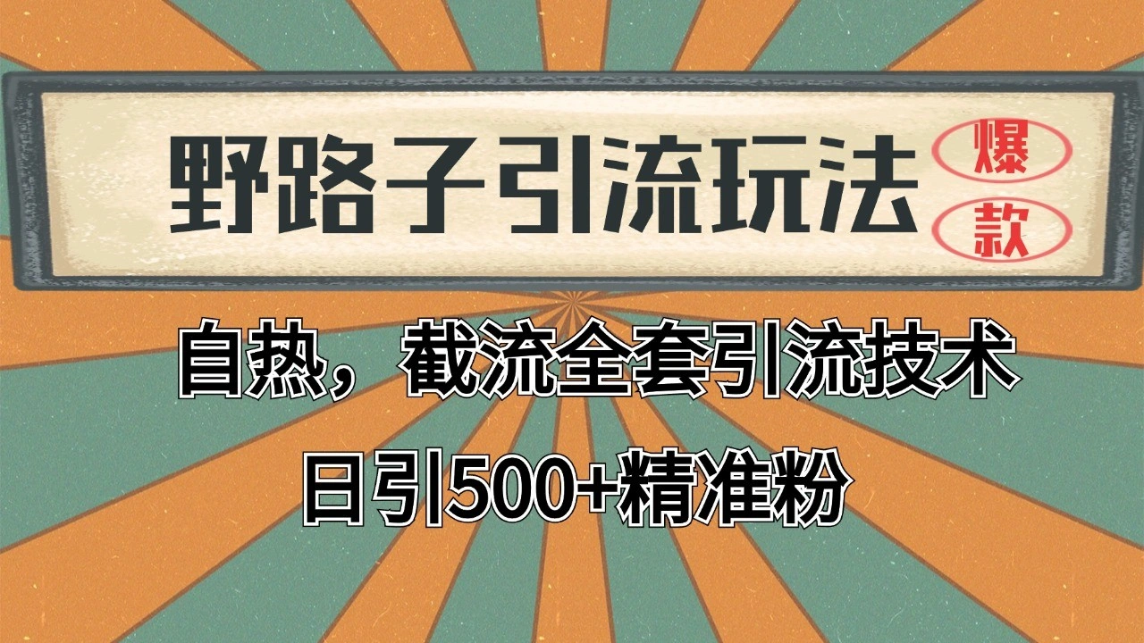 2024首发野路子引流玩法截流自热全平台打法，全自动引流【日引2000+精准客户】 - 福利组