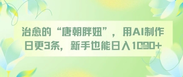 治愈的“唐朝胖妞”，用AI制作日更3条，新手也能日入多张 - 福利组