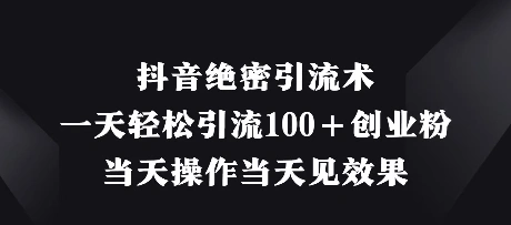 抖音绝密引流术，一天轻松引流100+创业粉，当天操作当天见效果 - 福利组