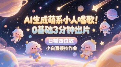 AI生成萌系小人唱歌，0基础3分钟出片，28个作品涨粉8.9W，单条最高19W赞，日入四位数，小白直接抄作业 - 福利组