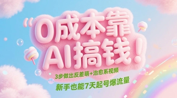 0成本靠AI搞钱！3步做出反差萌+治愈系视频，新手也能7天起号爆流量 - 福利组